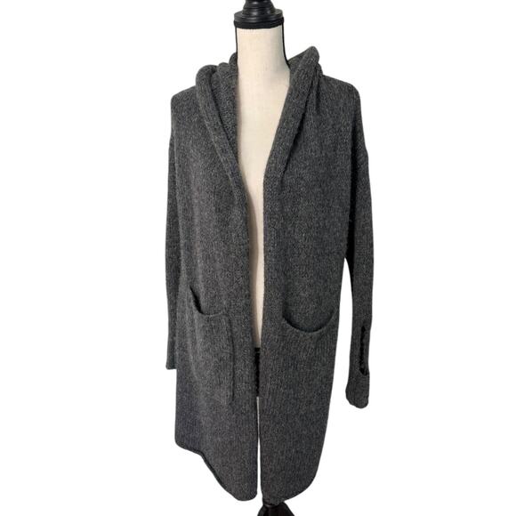 Raquel Allegra Sweaters - Raquel Allegra Dark Gray Alpaca Wool Hooded Longline Sweater 1 / Small Warm Cozy